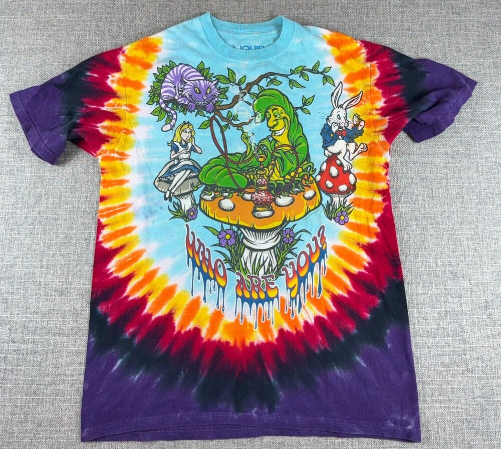 Liquid Blue Disney Alice in Wonderland Tie Dye T Shirt Mens M Mad Hatter 2014